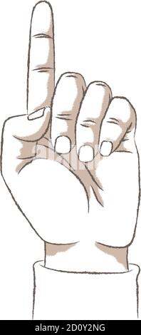 Retro look illustration with a rough texture of a hand counting with fingers. Stock Vector