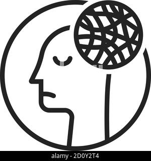 chaos in thin line head like depression Stock Vector