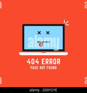404 error like laptop with dead emoji Stock Vector