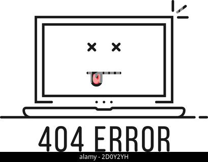 thin line 404 error with dead emoji Stock Vector