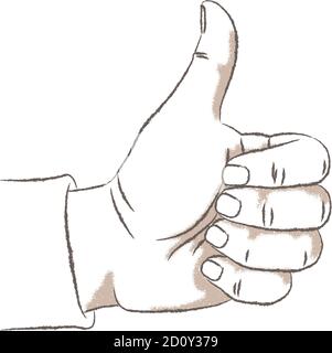 Retro look illustration with a rough texture of a hand with thumbs up making the like gesture. Stock Vector