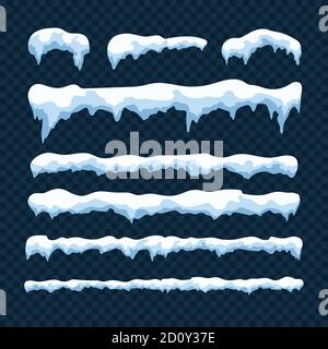 Set of Snow Cap. Christmas decoration element. Vector illustration isolated on transparent background Stock Vector