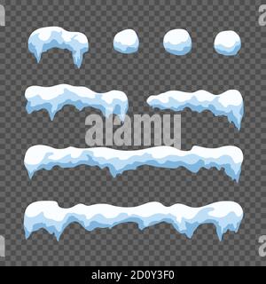 Set of Snow Cap isolated on transparent background. Christmas decoration element. Vector illustration Stock Vector