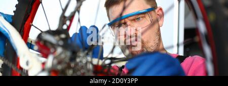 Man using tool for work Stock Photo