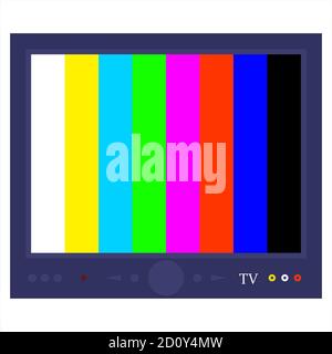 Colored vertical stripes on the TV screen. Stock Vector
