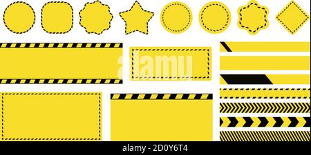 Barrier tapes and banners. Barricade lines and price tags. Industrial clip art and backgrounds. Stock Vector