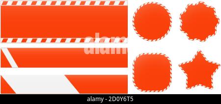 Barrier tapes and banners. Barricade lines and price tags. Industrial clip art and backgrounds. Stock Vector