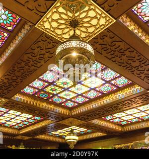 Arabic lantern ceiling interior, Ramadan background Stock Photo