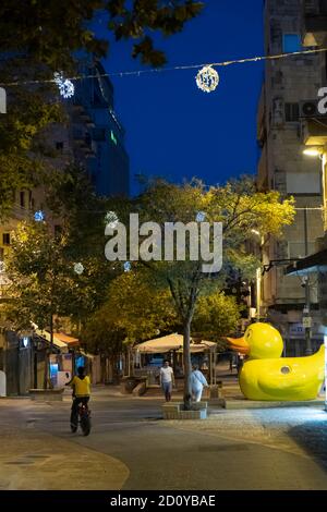 Ben Yehuda a major pedestrian street in central Jerusalem is seen empty in the evening during the outbreak of the coronavirus disease (COVID-19) in Israel Stock Photo