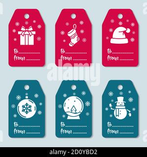 Set of design tag templates with Christmas illustrations Stock Vector
