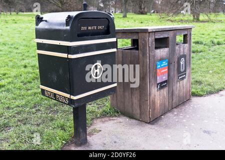 dh  BINS UK Park recycle waste dog bin Stock Photo
