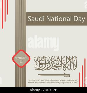Saudi National Day is celebrated in Saudi Arabia on every 23 September .It was made a national holiday by King Abdullah in 2005. Stock Vector