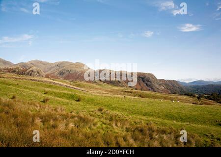 A  view of the South Face of the Old Man  of Coniston from near Torver High Common Coniston Lake District National Park Cumbria England Stock Photo