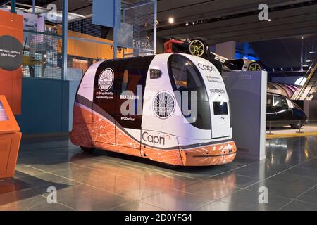 dh  SCIENCE MUSEUM LONDON Capri driverless autonomous car autonomy technology self driving cars vehicles uk Stock Photo