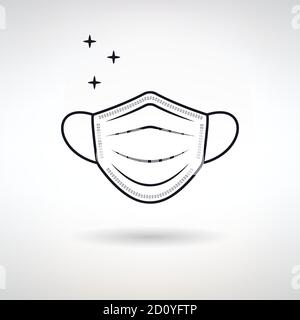 medical mask icon on a light background Stock Vector