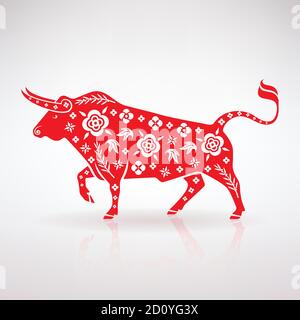 stylized bull symbol with a pattern on a light background Stock Vector