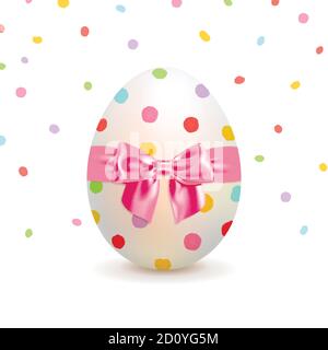 painted Easter egg and colorful confetti on a white background Stock Vector