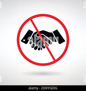 prohibiting handshake sign on a light background Stock Vector