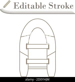 Icon Of Rubber Boat. Editable Stroke Simple Design. Vector Illustration. Stock Vector