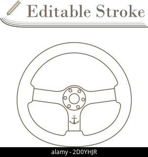 Icon Of Steering Wheel. Editable Stroke Simple Design. Vector Illustration. Stock Vector