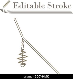 Icon Of Fishing Feeder Net. Editable Stroke Simple Design. Vector Illustration. Stock Vector