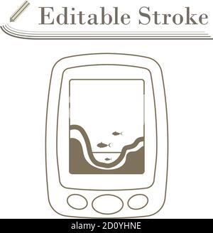 Icon Of Echo Sounder. Editable Stroke Simple Design. Vector Illustration. Stock Vector
