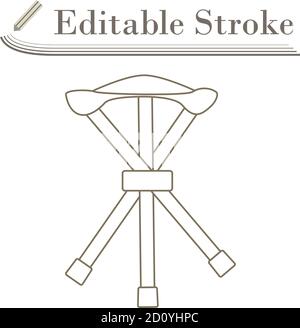 Icon Of Fishing Folding Chair. Editable Stroke Simple Design. Vector Illustration. Stock Vector
