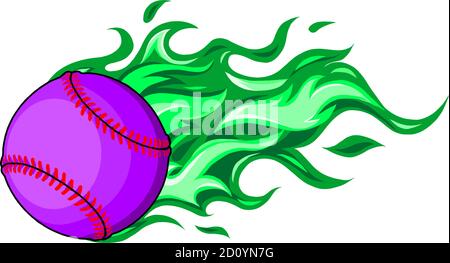 Baseball with flames in white background vector illustration Stock Vector