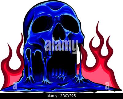 Skull on Fire with Flames Vector Illustration Stock Vector