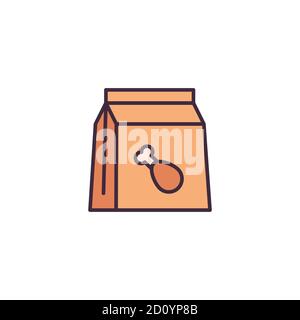 Fast food delivery paper bag vector icon symbol isolated on white background Stock Vector
