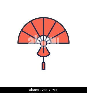 Folding Fan vector icon symbol isolated on white background Stock Vector