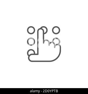 Hand and pin pad vector icon symbol isolated on white background Stock Vector