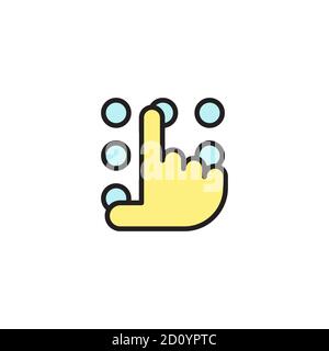 Hand and pin pad vector icon symbol isolated on white background Stock Vector