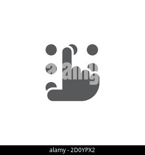 Hand and pin pad vector icon symbol isolated on white background Stock Vector
