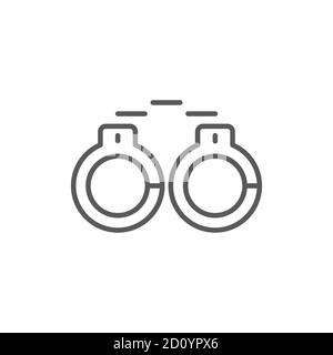 Handcuffs and police badge vector icon symbol isolated on white background Stock Vector