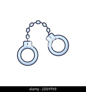 Handcuffs and police badge vector icon symbol isolated on white background Stock Vector