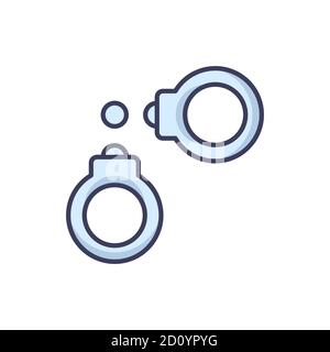 Handcuffs and police badge vector icon symbol isolated on white background Stock Vector