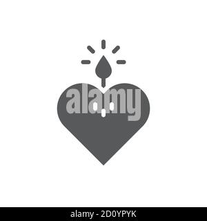 Heart candle vector icon symbol isolated on white background Stock Vector