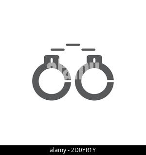 Handcuffs and police badge vector icon symbol isolated on white background Stock Vector