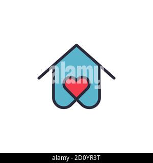 House with heart vector icon symbol isolated on white background Stock Vector