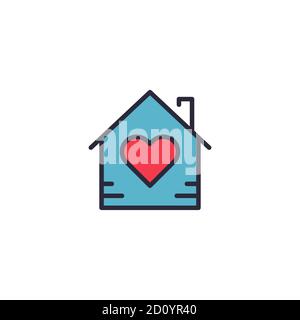 House with heart vector icon symbol isolated on white background Stock Vector