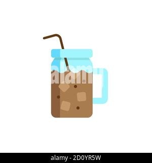 Iced coffee with ice cubes icon vector icon symbol drink isolated on white background Stock Vector