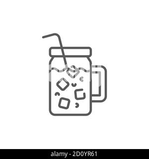Iced coffee with ice cubes icon vector icon symbol drink isolated on white background Stock Vector