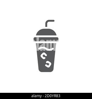 Iced coffee with ice cubes icon vector icon symbol drink isolated on white background Stock Vector