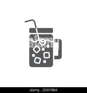 Iced coffee with ice cubes icon vector icon symbol drink isolated on white background Stock Vector