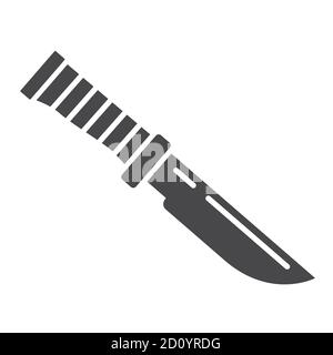 Hunting knive. Flat line art outline vector.Isolated on a white background. Stock Vector