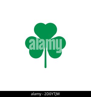 Green three leaf clover, icon on white background. Vector illustration Stock Vector