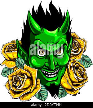 Devil Demon Mascot Head Illustration vector image Stock Vector