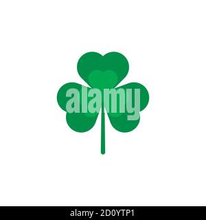 Green three leaf clover, icon on white background. Vector illustration Stock Vector