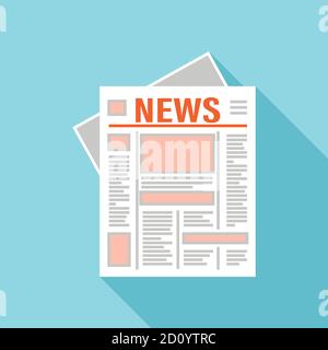 Daily newspaper, icon. Vector illustration on blue background. Stock Vector